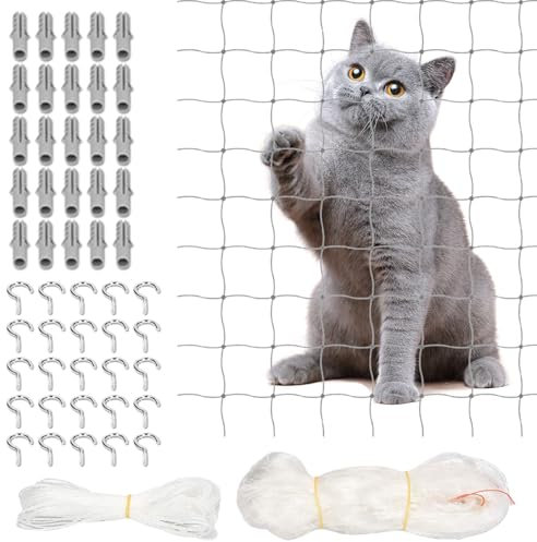 Nizirioo 6 x 3 m Katzennetz für Balkon Katzennetz Katzengitter Katzenschutznetz Fenster Katzennetz Fenster Ohne Bohren Transparentes Katzennetz für Balkon für Katzen zur Sicherung von Balkon, Fenstern