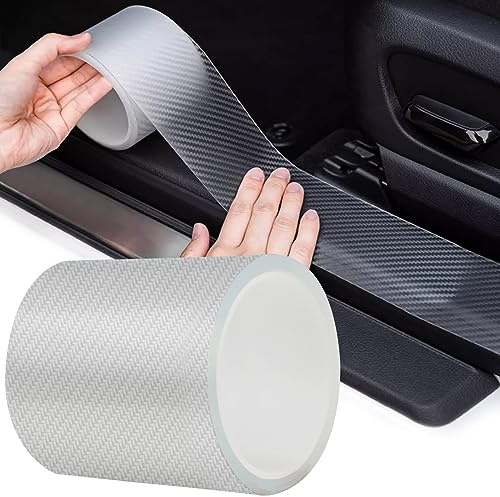 Auto Einstiegsleisten Kohlefaser Aufkleber, Transparent Auto Einstiegsleisten Schutz, Auto Schutzfolie Selbstklebend Lackschutzfolie für Autotürschutz Einstiegsleistenschutz Stoßstangenschut(10cmx10m)