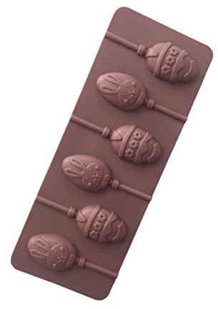 EXCEART 6-Piece Silicone Easter Egg Bunny Lollipop Mold Heart-Shaped Chocolate Candy Moulds Oven Microwave Freezer Safe