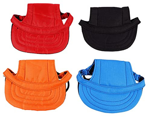 minkissy 4stücke Hunde Baseballmütze Verstellbar Mit Ohrlöchern Atmungsaktives Material Schützt Vor Sonne Für Outdoor-aktivitäten Für Kleine Und Große Hunde