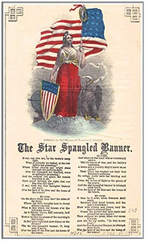 Wall Art Metal Hanging Sign 1814 The Star Spangled Banner Frances Scott Key Vintage Song Sheet Music Vintage Wall Decor Plate Tin Sign for Home Door Room 8X12 Inch
