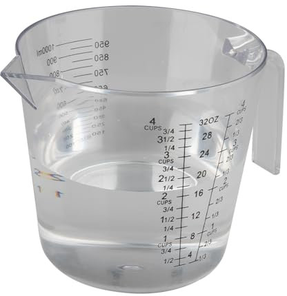 Salubohum messbecher 1l, spülmaschinenfest, schwarze Skala, transparentes Kunststoffmaterial(PC), umrechenbar in Liter, Milliliter, Tassen und Gramm (17 * 8.3 * 12.5cm)