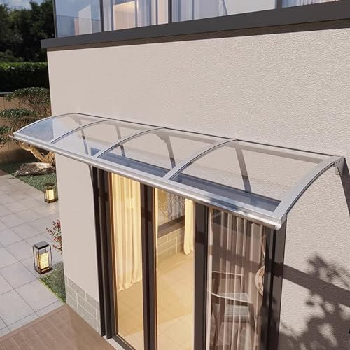 Vordach für Eingangstür,Vordach Haustür,Überdachung Haustür aus Aluminium und Polycarbonat,Schutz Gegen Regen Und Uv-Strahlen,Türvordach Pultbogenvordach mit Zubehör (100x220cm/39 x87)