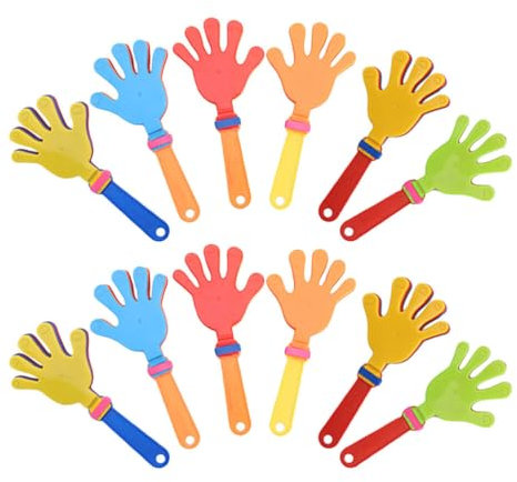 Hand Clapper Toys - 12Pcs Assorted Color Noisemaker Cheer Clappers for Kids Parties and Games - Fun Interactive Plastic Hand Palm Shaped Props