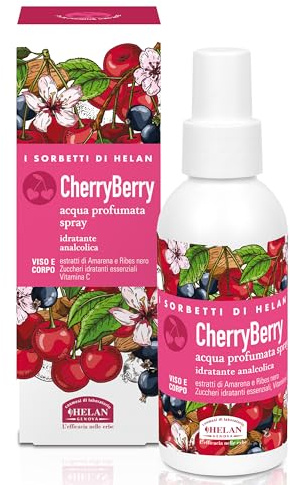 Helan I Sorbetti CherryBerry - Acqua Profumata Spray Corpo e Viso Rivitalizzante con Vitamina C, Ribes Nero e Amarena, Profumo Leggero, Naturale, Analcolico e Idratante con Zuccheri Essenziali, 100 ml