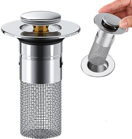 Sink Plug, Pop Up Sink Plugs With Drain Strainer, Stainless Steel Sink Stopper With Anti-clogging Filter Basket, Fits Most Standard Sink Drains, For Bathroom And Kitchen