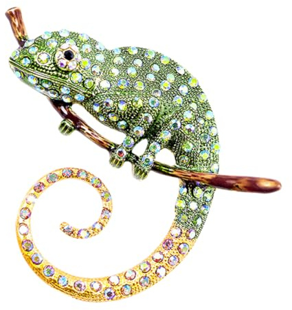 OuLi Store Chamäleon Brosche Strass Broschen für Frauen und Mädchen Kristall Broschen Clips Modeschmuck