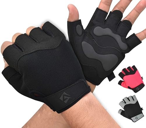 AQF Fitness Handschuhe, Trainingshandschuhe für Bodybuilding & Kraftsport | Atmungsaktive Gym Sporthandschuhe mit gepolstertem Handflächenschutz und rutschfestem Grip für Klimmzüge & Workout