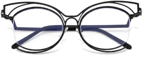 AOOLIA Katzenauge Lesebrillen für Damen, Übergroße Metallrahmen Lesehilfe | Blaulichtfilter Mode Lesebrille Computerleser
