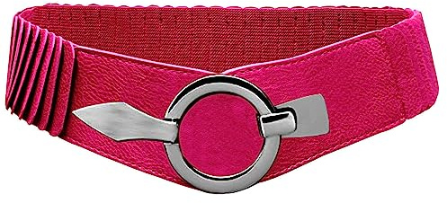 Glamexx24 Elastischer Damen Taillengürtel gürtel 6cm breiter Hüftgürtel mit silberner Ring