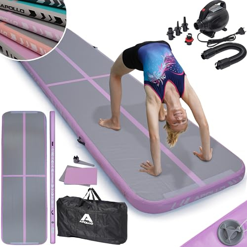 Apollo Air Mat Pro - Air Track Turnmatte für Erwachsene, auch als Gymnastikmatte für Kinder nutzbar, erhältlich in 3m und 4m Länge, aufblasbare Air Matte für zuhause, Outdoor Air Tumbling Matte