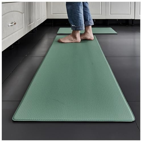 Küchenmatte gegen Ermüdung, gepolstert, wasserdicht, rutschfest, Küchenteppich für Zuhause, Büro, Waschbecken, Wäsche – verdickte, bequeme Stehschaummatte (grün, 45 x 120 cm)