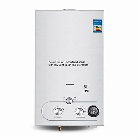 Scaldabagno elettrico Scaldabagno a gas GPL in acciaio inossidabile Scaldabagno istantaneo senza serbatoio a propano Scaldabagno interno for tutta la casa Sotto/sopra il lavello(8L (liquefied gas))