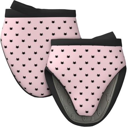 Lot de 2 mini gants de cuisine en silicone résistants à la chaleur pour la cuisine et la pâtisserie Motif chat mignon