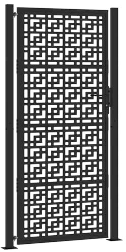 vidaXL Gartentor Schwarz 100x200 cm Stahl Kreuz-Design