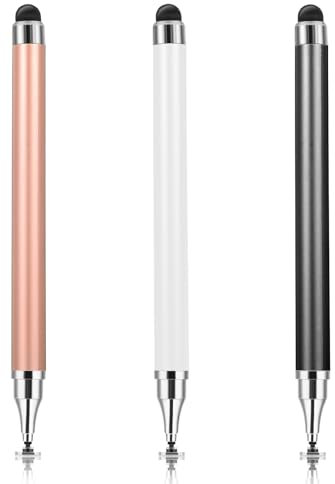 Oruola 3 Pack Tablet Stylus,2 in 1 Stylus Pens for Touch Screens,High Sensitivity Touch Screen Pen for Android,Tablets,Smartphones (Black,White,Rose Gold)