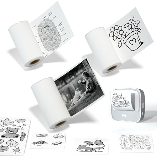 PRT S1 3 Rollen Mini-Thermodruckerpapier - BPA-freie selbstklebende bedruckbare Aufkleber für Kinder, 57 x 25 mm Aufkleberpapier für kleine Thermodrucker, kompatibel mit den meisten Mini-Druckern