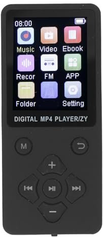 MP3 Player, 1.8 Inch Color Screen 64GB Memory Card 5.0 Chip USB 2.0 Cable MP4 Player HIFI Lossless Sound Quality for School (Black)