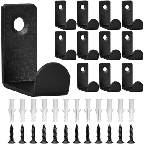 Marjoramy 12 Ganchos de Pared Negros Resistentes, Mini Ganchos para Colgar - Abrigos, Toallas, Ropa, Sombreros, Llaves, Bolsas - Para Hogar, Baño, Cocina, Dormitorio, Oficina, Exterior