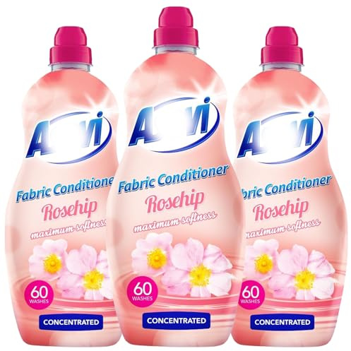 Rosehip Fabric Softener, Long-Lasting Flower Scented Laundry Conditioner, Concentrated Liquid for 60 Washes, Fresh Spanish Cleaning Products Fragrance, 1380ml