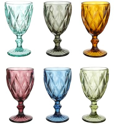 KASANOVA Set 6 calici Acqua Colorati Vetro Gemma
