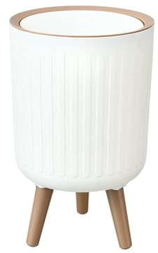 LOVIVER Poubelle à Poussoir Tendance avec Couvercle, Poubelle à Pied Haut avec Couvercle à Pression, pour Bureau