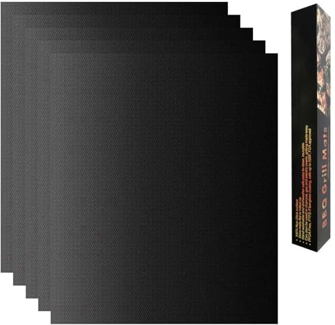 BBQ Mats Grill Mat BBQ Cooking Mats BBQ Grill Mats for Gas Grill Reusable Non Stick Grill Mat Set with Grill Brush Heat Resistant Barbecue Baking Mat for Electric Charcoal Gas barbecues 40 x 33cm