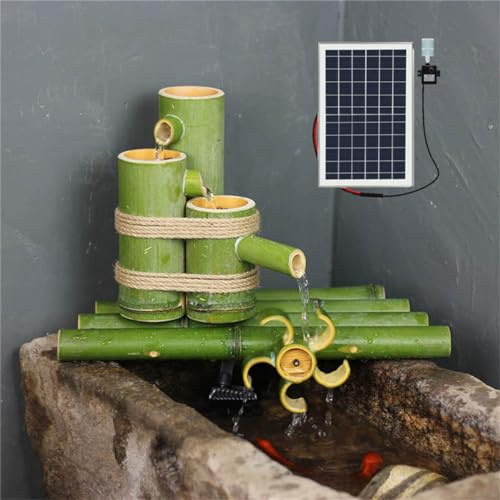 LJLZXPBUS 70cm,Solar Bamboo Fountain, Solar Water Fountain with Pond Pumps,Bamboo Fountain Kit with Water Wheel, Feng Shui Zen Bamboo Fountain,for Outdoor Indoor Garden Patio