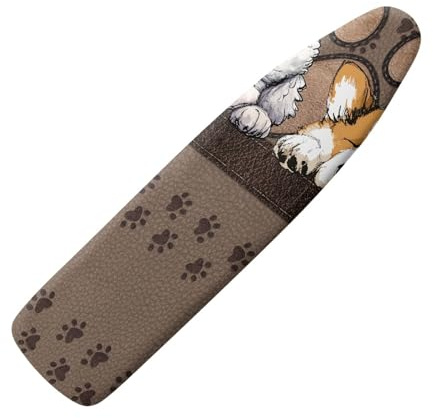 Copriasse da Stiro Universale 120x40 Marrone Giallo Resistente al Calore - Cordoncino di Fissaggio e Stretch-System - per Tutte Le Assi da Stiro, Facile da Cambiare