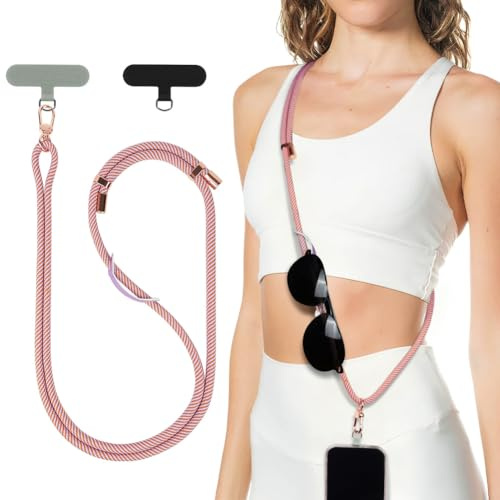 HOTUT Cordon para Movil Universal, con 2 Phone Lanyard Parcheas, Correa Cruzada para el Cuello y Muñeca, Cuerda para Movil Ajustable, Compatible con Mayoría de Las Fundas de Teléfono