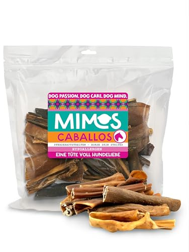 MIMOS Pferdehaut 500 g - Natürliche Kausnacks 100% Pferd getreidefrei. Schonend getrocknete Hunde-Kauartikel für Tiere Aller Größen und Rassen