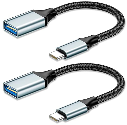 Adaptador Tipo C a USB, 0.12M [2 Piezas] Adaptador USB C a USB 3.2 Cable OTG USB C Macho a USB Hembra para iPhone Air 17 16 15 Pro Max,MacBook Pro/Air, iPad Pro, Galaxy S25 S24 S23 S22, Huawei P40