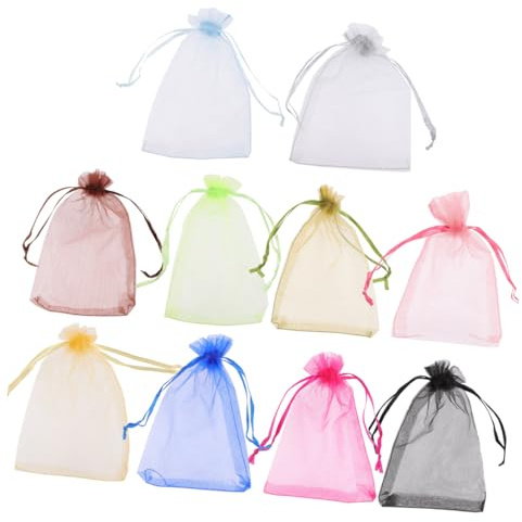 Veemoon 100 Piezas Bolsas de Obsequio de Organza Transparente Bolsitas de Organza Cordón para Dulces Pequeñas para Joyas y Regalos