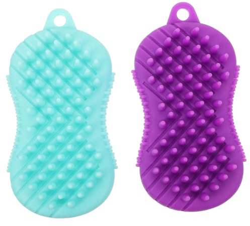 ERINGOGO 2 pièces Brosse de Bain Silicone pour Corps Gommage Exfoliant Chevelu et Massage Nettoyage Peau Profond Brosse Massante Polyvalente pour Bain Familial