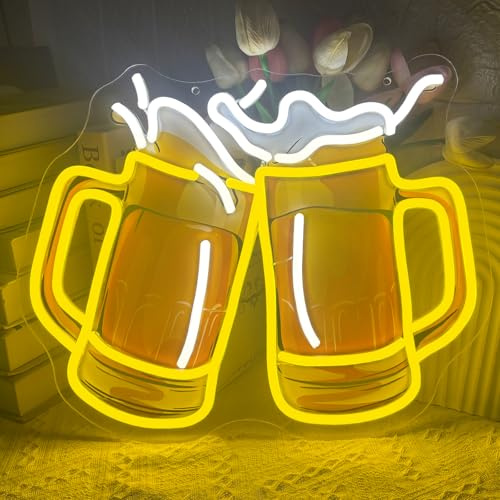 Bier Zeit Neon Schild Dimmbar Beer Neon Schild für Wanddekoration | USB Betrieben UV-Druck Bier Prost Leuchtreklame Led für Bar Nachtclub Grillplatz Küche Restaurant Store Dekoration Party