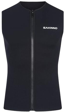 Moily Adult 3mm Neoprene Wetsuits Top Sleeveless Zip Up Rashguard Shirts Professional Swim Vest Black 4X-Large