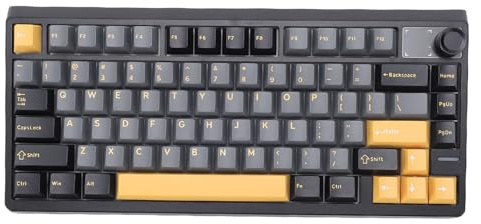 Oreilet Teclado Mecánico con Perilla, Teclado para Juegos RGB con Conexión Inalámbrica Bluetooth de 3 Modos, Teclado de Computadora para Trabajo y Juegos (Black)