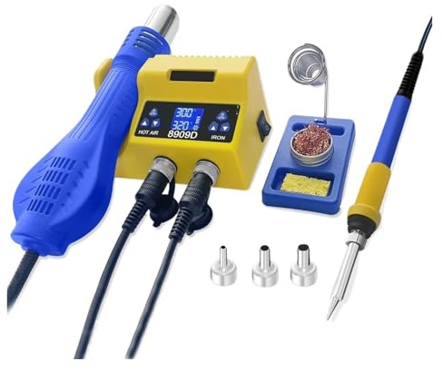 Stazione Di Saldatura 2 In 1, Pistola Ad Aria Calda, Saldatore Elettrico, Ugelli For Utensili Riparazione BGA, For Rilavorazione SMD Riscaldamento rapido