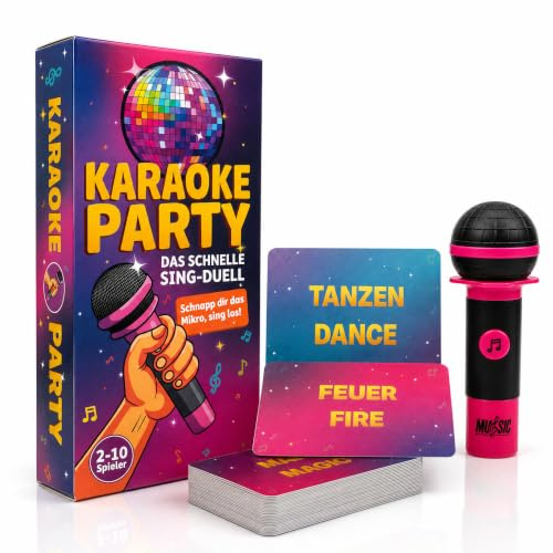 TIPSI Karaoke Party | Das Musik Partyspiel mit Mikrofon | Lieder erraten & lossingen – Kartenspiel & Gesellschaftsspiel für Erwachsene, Familie & Spieleabend | 2-10 Spieler ab 14 Jahren