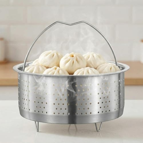 Nocecfi 20 cm Edelstahl 304 Dampfgarer Einsatz, Dämpfeinsatz Steamer Basket | Dünsteinsatz , für Töpfe Kochtöpfe Schnellkochtopf Dünsten Gemüse Früchte Eier