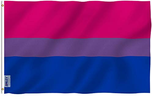 ANLEY Fly Breeze 3x5Pi Drapeau Bi Pride-Couleur Vive Résistant aux UV-Tête en Toile/Double Couture-Drapeau de la Fièrté Bisexuelle Polyester œillet en Laiton 3x5Pi