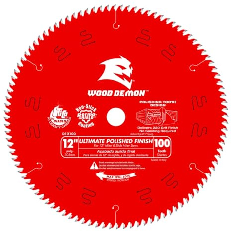 Diablo Ultimate D12100X Sägeblatt für Holz, 30,5 cm Durchmesser, 100 ASFG-Zähne, 2,5 cm Dorn, 0,99 cm Schnittfuge, 7° Hakenwinkel, 1,8 cm Platte, 5000 max. Drehzahl