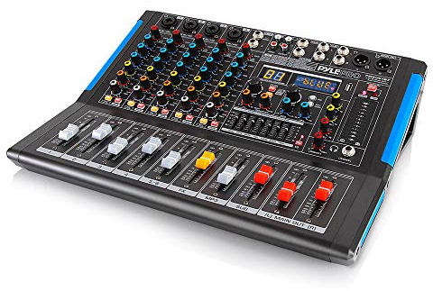 Pyle 6 Kanal Bluetooth Studio Mixer - DJ Sound Controller Interface mit USB Stick für PC-Aufnahme-Eingang, XLR-Mikrofonbuchse, 48V Stromversorgung, E/S für Profis u