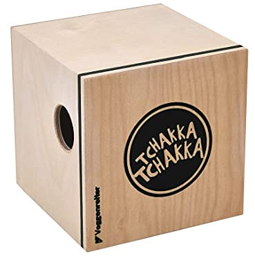 VOLT KazooJon Würfel Mini Cajon Bongo Kazoo Holz Schlagwerk Instrument (12 x 12 x 12 cm, Birke/Pinie, patentierte Schlagflächen, mit Dämpfungselement), Braun/Schwarz