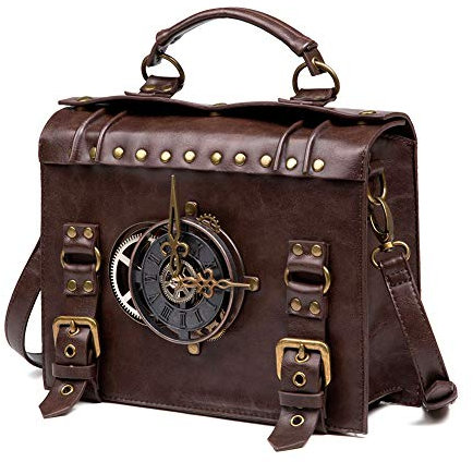 HUAXM Weinlese Steampunk Rucksack Retro Gothic Handgefertigte Leder Messenger Bag Mittelalter Umhängetasche Handtasche für Laptop-Aktenkoffer Umhängetasche