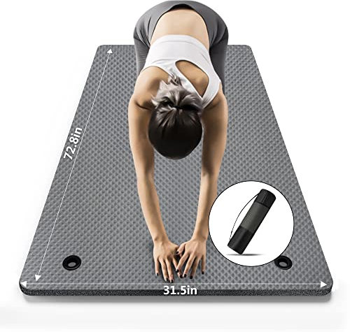 LFS Yogamatte, 184,9 x 80 x 1,2 cm dick, mit Gurt und Tasche, extra breite Trainingsmatte für Damen und Herren, rutschfeste Trainingsmatte für Zuhause, Outdoor, Yoga, Pilates, Stretching, Boden- und