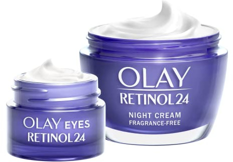Olay Regenerist Doppel-Set, Retinol 24 Night Face Moisturizer Feuchtigkeitspflege für die Nacht und feuchtigkeitsspendende Eye Cream Moisturiser Augencreme mit Retinol und Vitamin B3