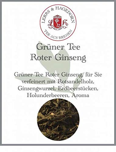 Lerbs & Hagedorn, Grüner Tee Roter Ginseng | 1.5kg (ca. 122 Liter) Rotsandelholz, Ginsengwurzel, Erdbeerstücken, Holunderbeeren