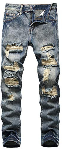 AITITIA Jeans Uomo Strappati Regular Fit, 48