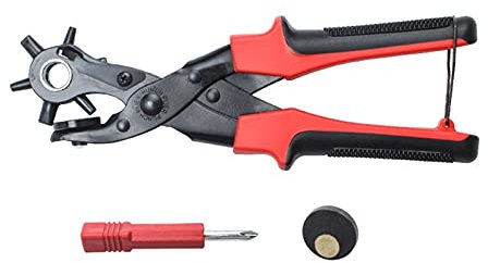 Stanzen Drehbare Leder Stanzzange Stanzloch Werkzeug Puncher für Gürtel Sattelarmbänder Armband Schuh Stoff Papier, 3 Runde 3 Ovales Loch